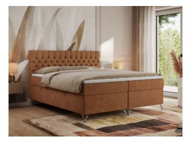 Łóżko kontynentalne GRIMALDI 140x200 - H4 - pomarańczowy, struktura