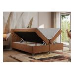 Łóżko kontynentalne GRIMALDI 140x200 - H4 - pomarańczowy, struktura