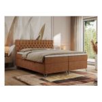 Łóżko kontynentalne GRIMALDI 160x200 - H4 - pomarańczowy, struktura