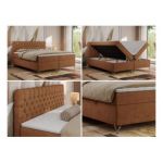 Łóżko kontynentalne GRIMALDI 200x200 - H4 - pomarańczowy, struktura