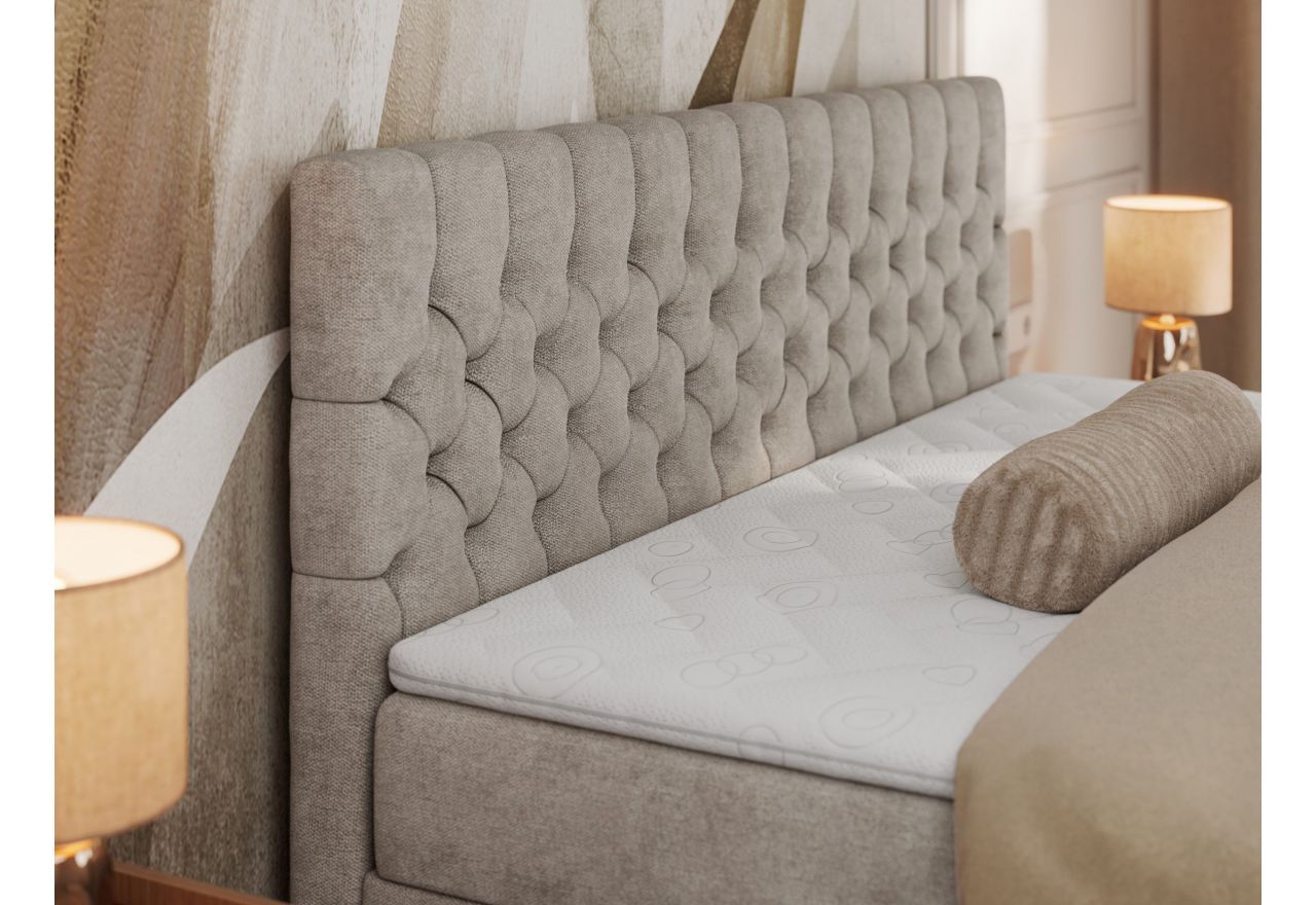 Łóżko kontynentalne GRIMALDI 160x200 - H3 - beżowy, struktura