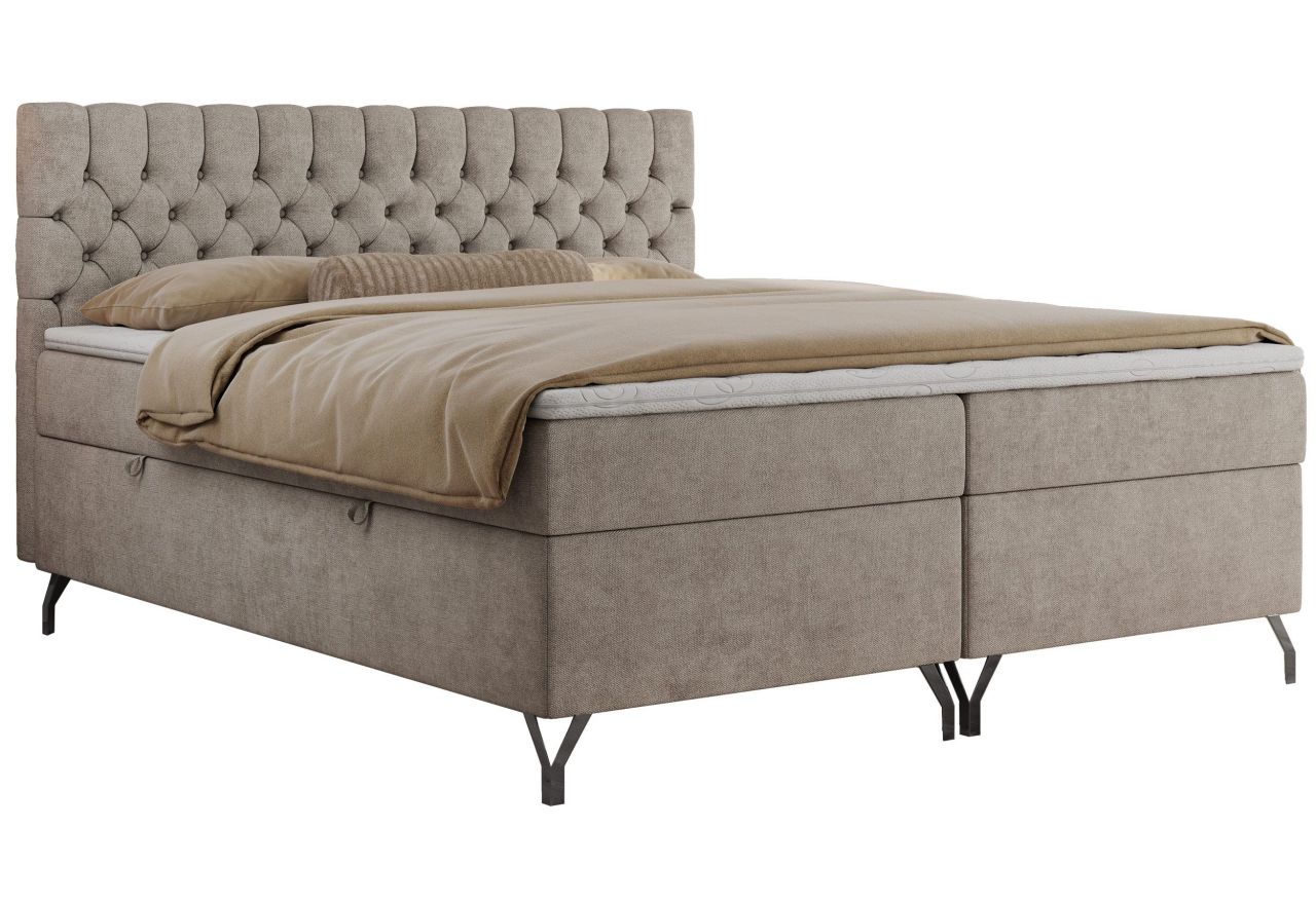 Łóżko kontynentalne GRIMALDI 140x200 - H4 - beżowy, struktura