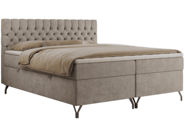 Łóżko kontynentalne GRIMALDI 160x200 - H4 - beżowy, struktura