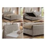 Łóżko kontynentalne GRIMALDI 180x200 - H4 - beżowy, struktura