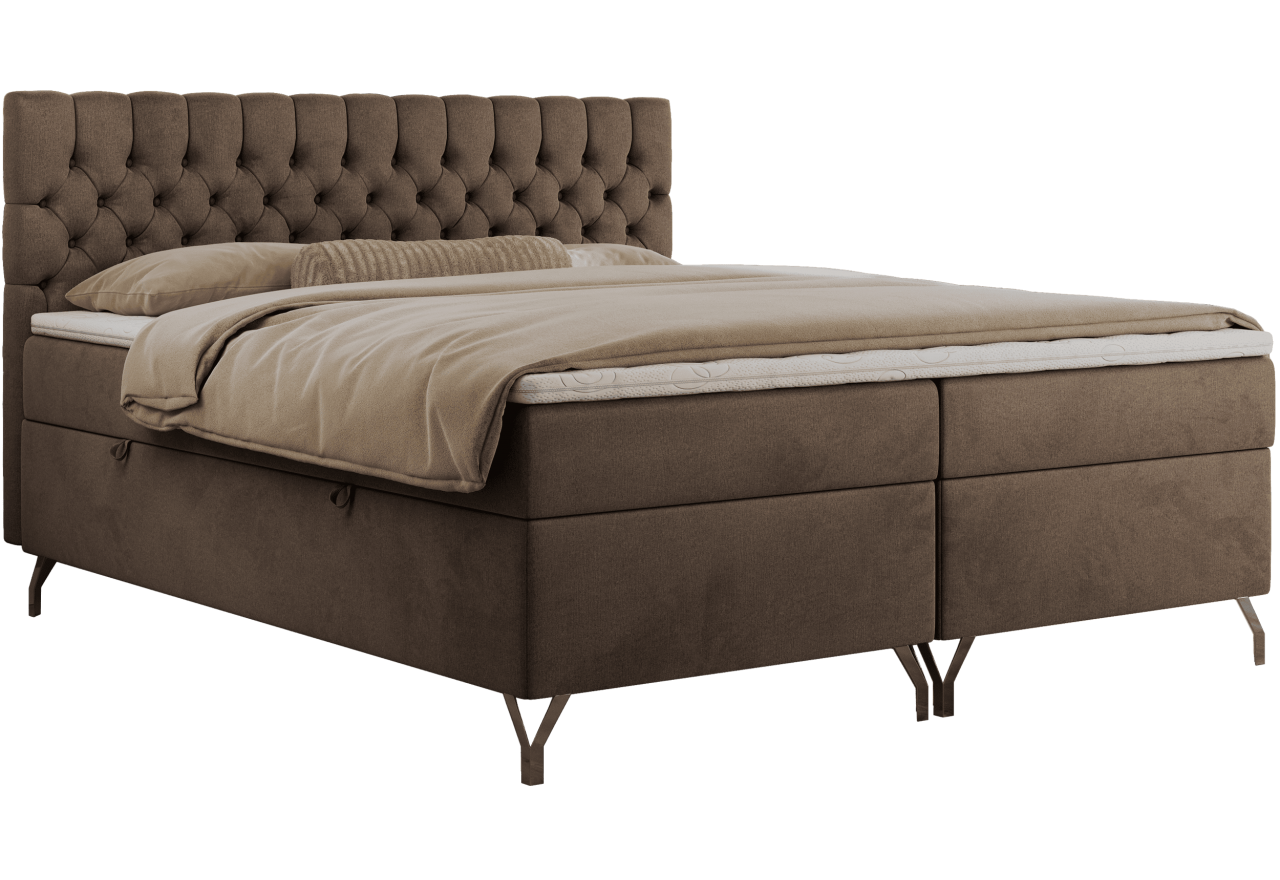 Łóżko kontynentalne GRIMALDI 120x200 - H3 - brązowy, welwet