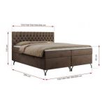 Łóżko kontynentalne GRIMALDI 140x200 - H3 - brązowy, welwet