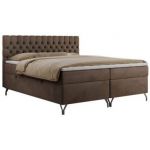 Łóżko kontynentalne GRIMALDI 140x200 - H3 - brązowy, welwet