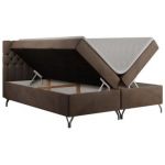 Łóżko kontynentalne GRIMALDI 140x200 - H3 - brązowy, welwet