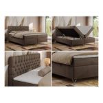 Łóżko kontynentalne GRIMALDI 120x200 - H4 - brązowy, welwet