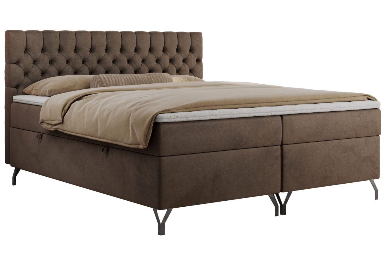 Łóżko kontynentalne GRIMALDI 120x200 - H4 - brązowy, welwet