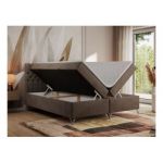 Łóżko kontynentalne GRIMALDI 140x200 - H4 - brązowy, welwet