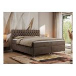 Łóżko kontynentalne GRIMALDI 180x200 - H4 - brązowy, welwet