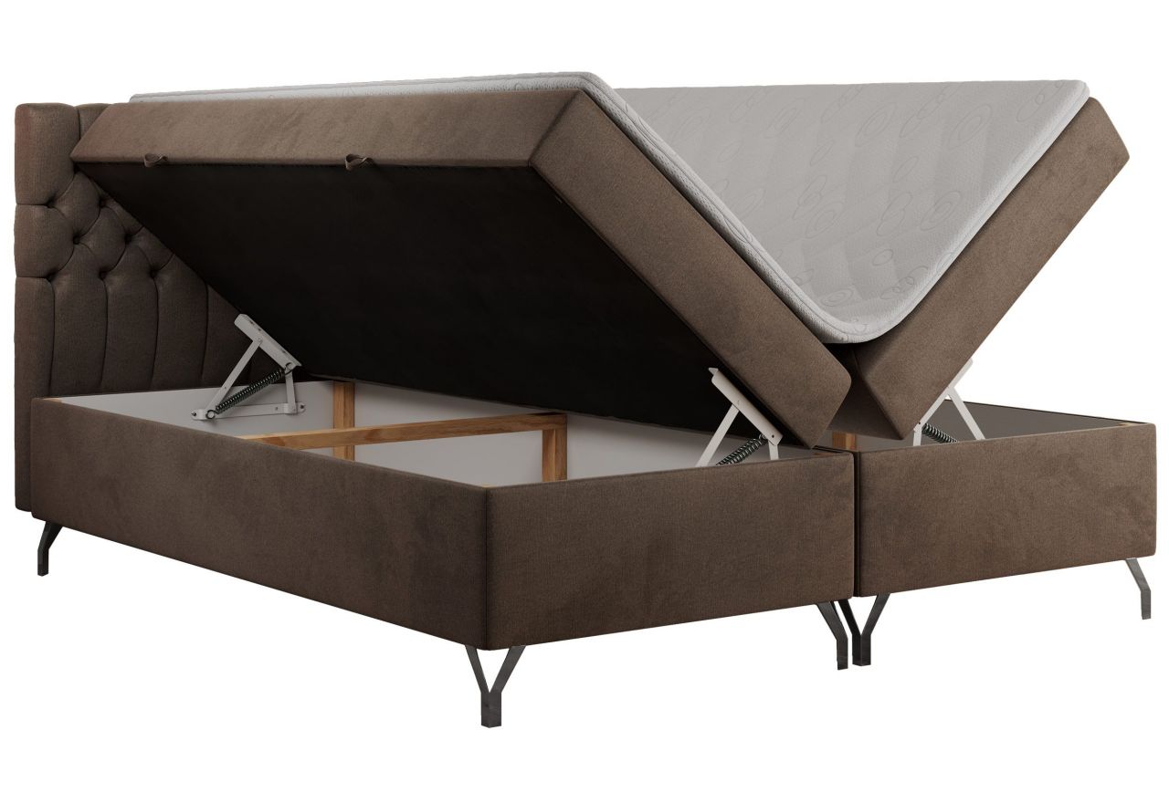 Łóżko kontynentalne GRIMALDI 180x200 - H4 - brązowy, welwet