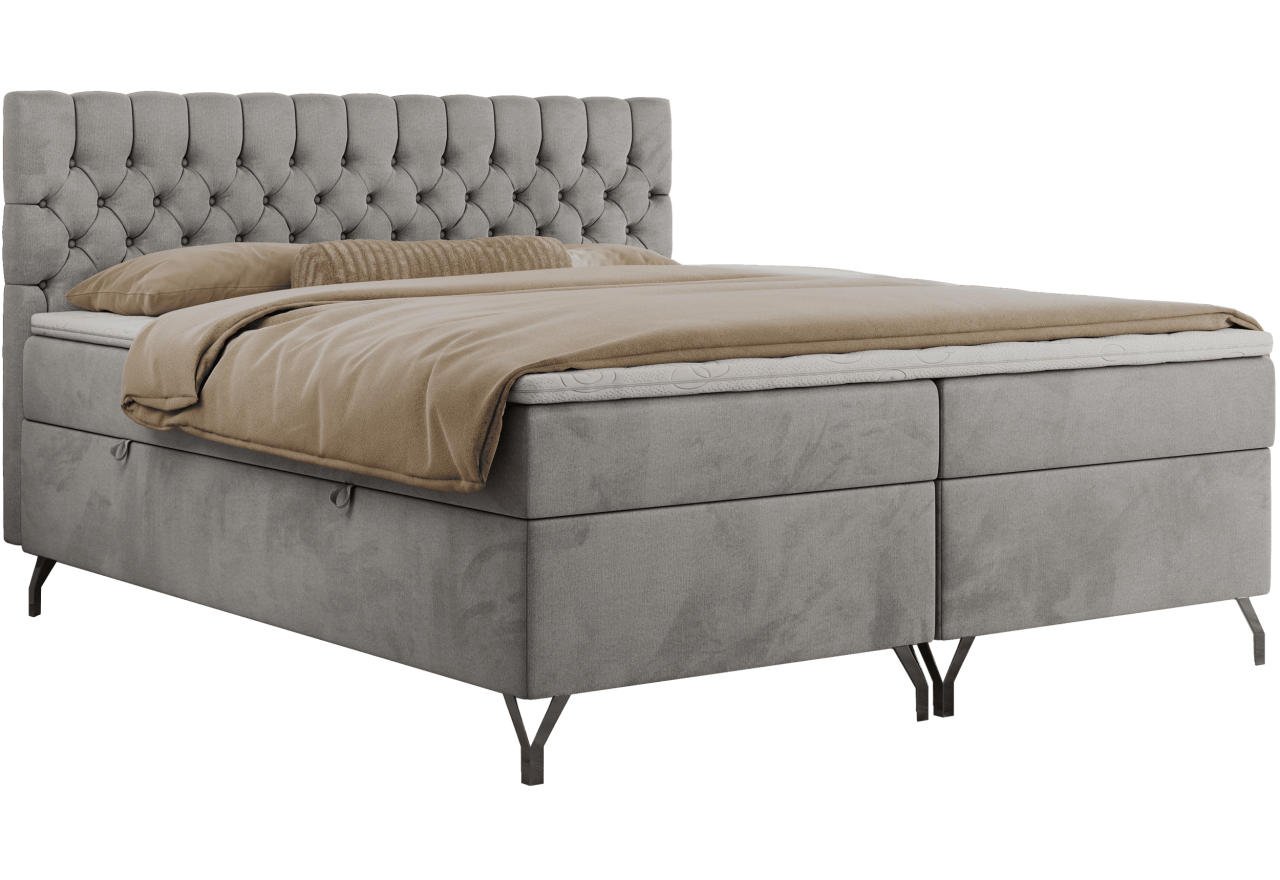 Łóżko kontynentalne GRIMALDI 120x200 - H3 - jasnoszary, welwet