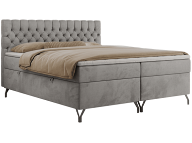 Łóżko kontynentalne GRIMALDI 140x200 - H3 - jasnoszary, welwet