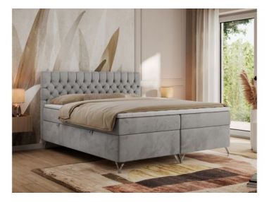 Łóżko kontynentalne GRIMALDI 180x200 - H3 - jasnoszary, welwet