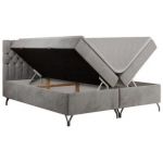 Łóżko kontynentalne GRIMALDI 140x200 - H4 - jasnoszary, welwet