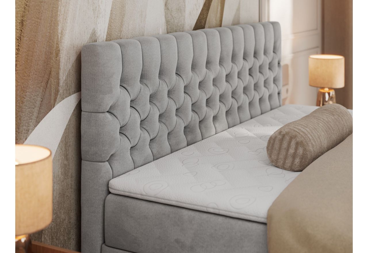 Łóżko kontynentalne GRIMALDI 160x200 - H4 - jasnoszary, welwet