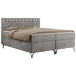 Łóżko kontynentalne GRIMALDI 160x200 - H4 - jasnoszary, welwet