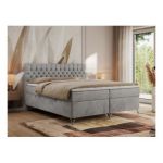 Łóżko kontynentalne GRIMALDI 200x200 - H4 - jasnoszary, welwet