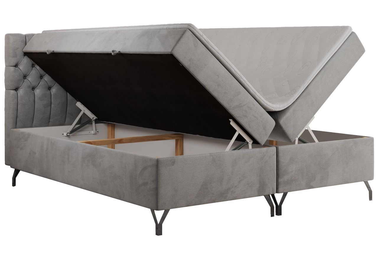 Łóżko kontynentalne GRIMALDI 200x200 - H4 - jasnoszary, welwet