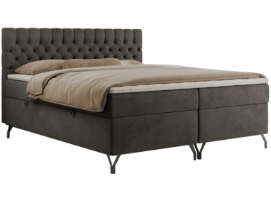 Łóżko kontynentalne GRIMALDI 160x200 - H3 - ciemnoszary, welwet