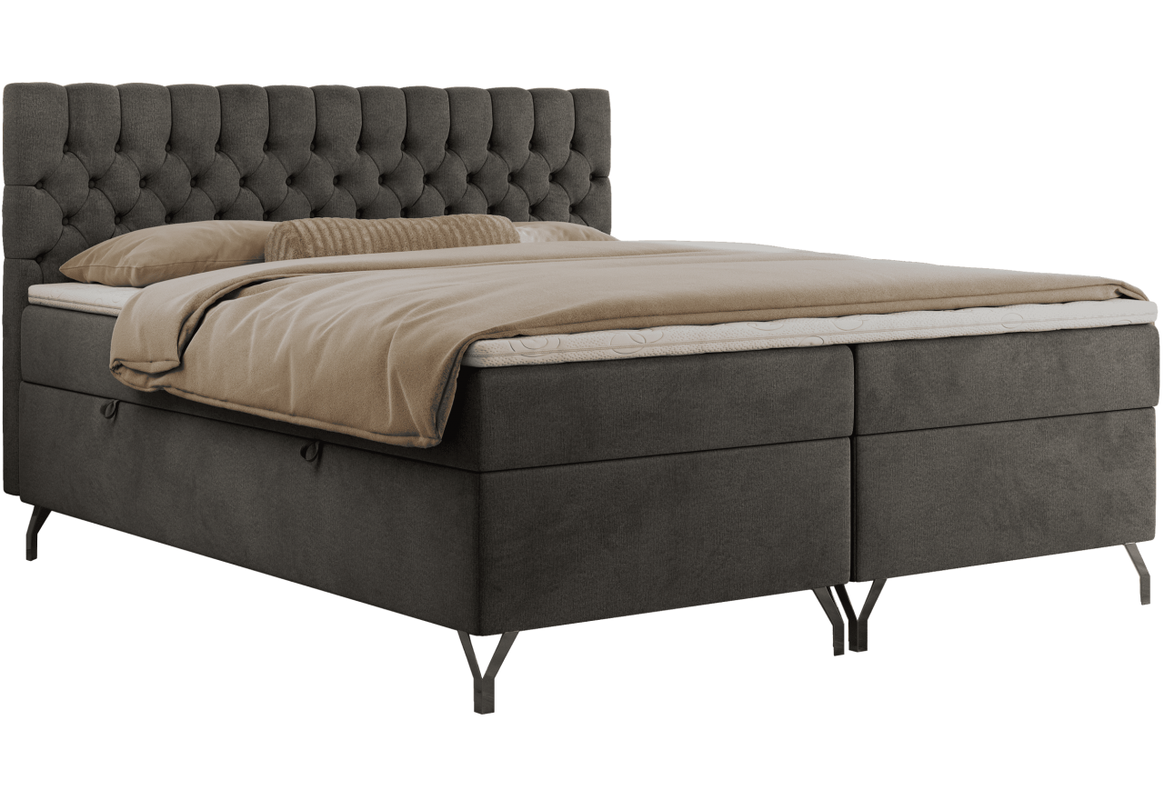 Łóżko kontynentalne GRIMALDI 160x200 - H3 - ciemnoszary, welwet