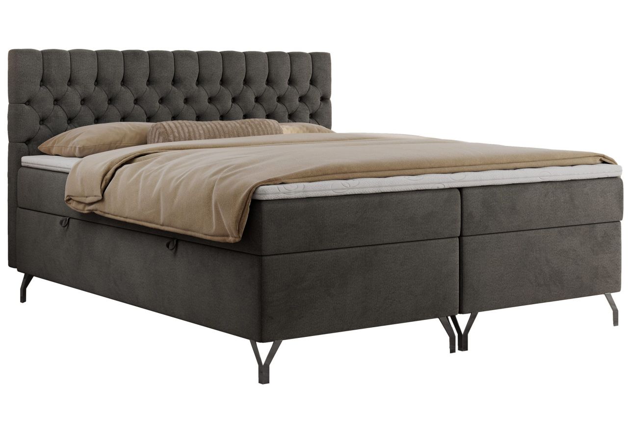 Łóżko kontynentalne GRIMALDI 160x200 - H3 - ciemnoszary, welwet