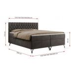 Łóżko kontynentalne GRIMALDI 120x200 - H4 - ciemnoszary, welwet