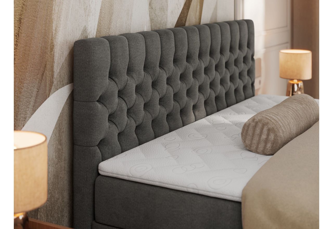 Łóżko kontynentalne GRIMALDI 120x200 - H4 - ciemnoszary, welwet