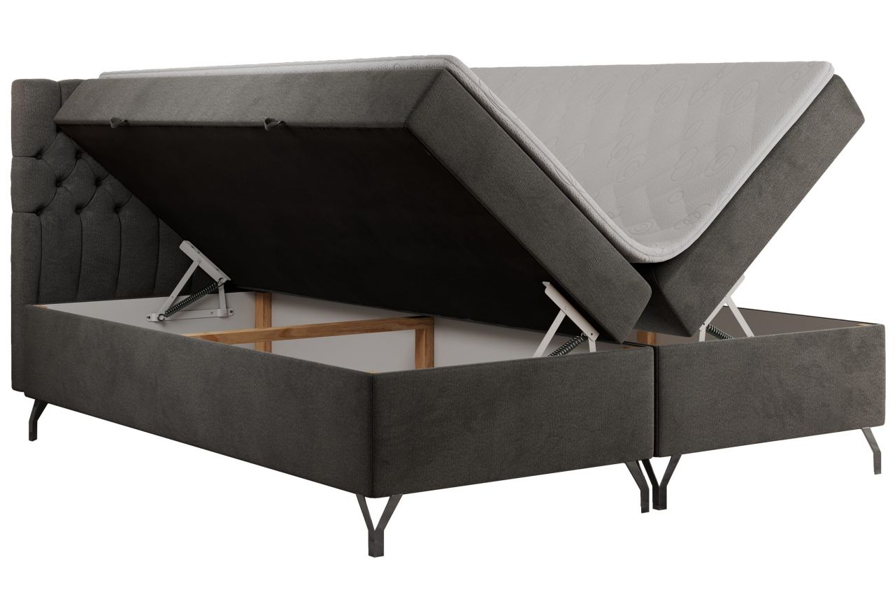 Łóżko kontynentalne GRIMALDI 120x200 - H4 - ciemnoszary, welwet