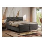 Łóżko kontynentalne GRIMALDI 160x200 - H4 - ciemnoszary, welwet