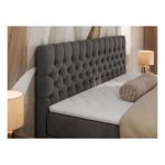 Łóżko kontynentalne GRIMALDI 180x200 - H4 - ciemnoszary, welwet