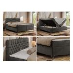 Łóżko kontynentalne GRIMALDI 180x200 - H4 - ciemnoszary, welwet