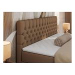 Łóżko kontynentalne GRIMALDI 120x200 - H3 - brązowy, ekoskóra