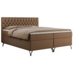 Łóżko kontynentalne GRIMALDI 160x200 - H3 - brązowy, ekoskóra