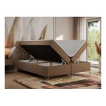 Łóżko kontynentalne GRIMALDI 200x200 - H3 - brązowy, ekoskóra