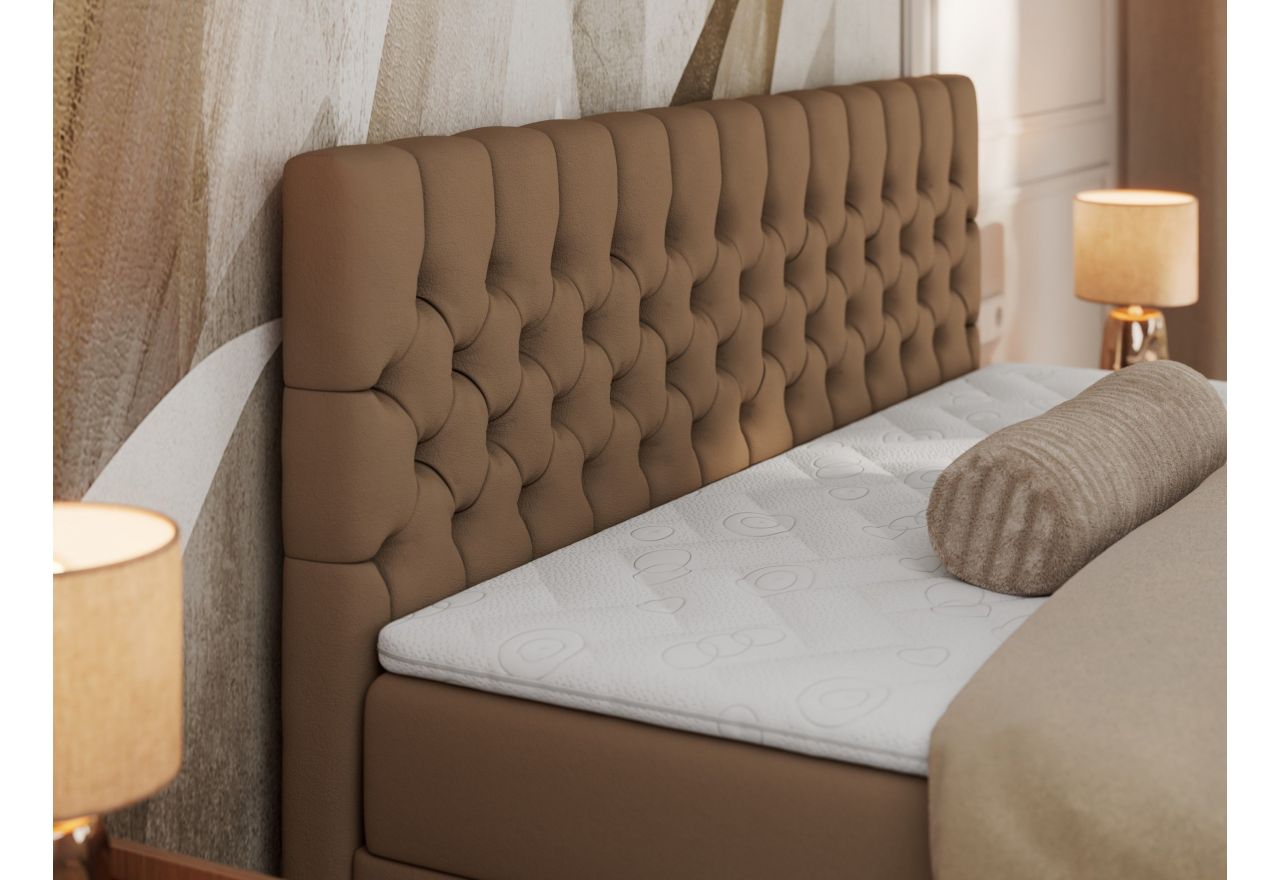 Łóżko kontynentalne GRIMALDI 120x200 - H4 - brązowy, ekoskóra