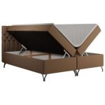 Łóżko kontynentalne GRIMALDI 120x200 - H4 - brązowy, ekoskóra