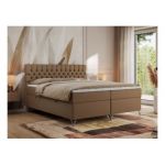 Łóżko kontynentalne GRIMALDI 180x200 - H4 - brązowy, ekoskóra