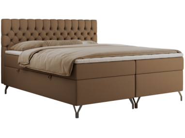 Łóżko kontynentalne GRIMALDI 180x200 - H4 - brązowy, ekoskóra