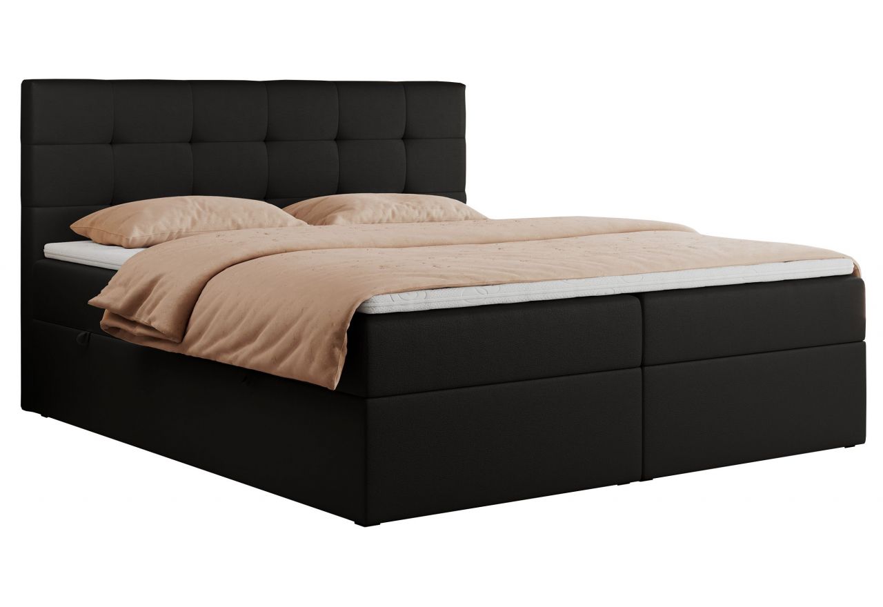 Łóżko kontynentalne CENTOS 120x200 - H3 - czarny, ekoskóra