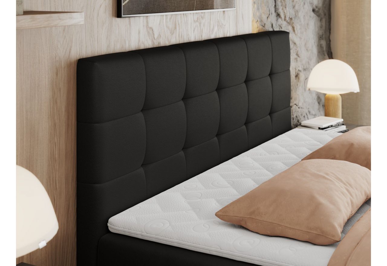 Łóżko kontynentalne CENTOS 140x200 - H3 - czarny, ekoskóra
