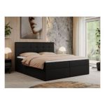 Łóżko kontynentalne CENTOS 180x200 - H4 - czarny, ekoskóra