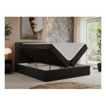 Łóżko kontynentalne CENTOS 200x200 - H4 - czarny, ekoskóra