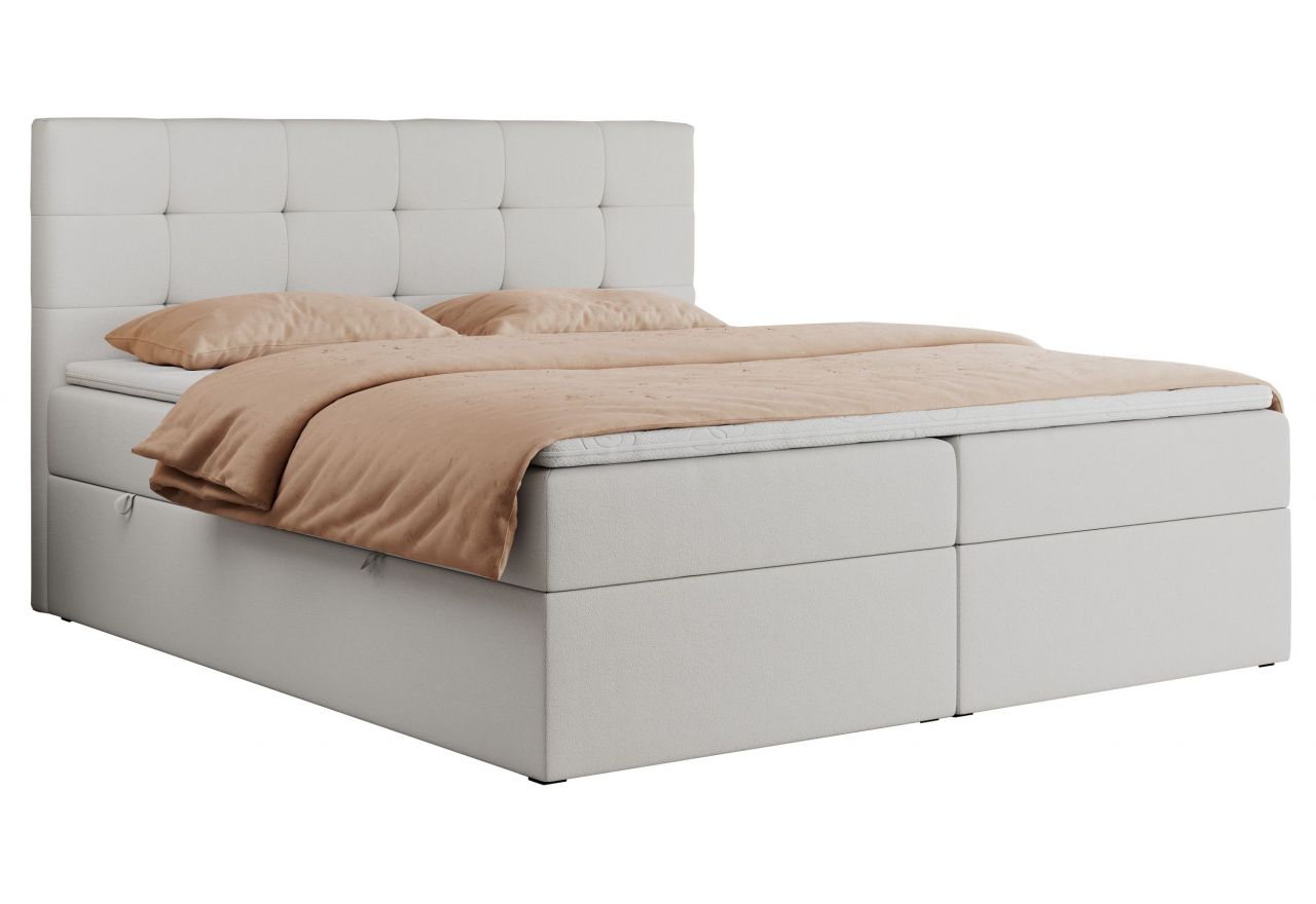 Łóżko kontynentalne CENTOS 120x200 - H3 - biały, ekoskóra