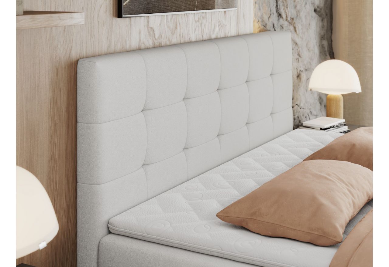 Łóżko kontynentalne CENTOS 160x200 - H3 - biały, ekoskóra