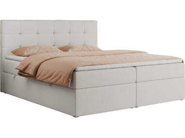 Łóżko kontynentalne CENTOS 120x200 - H4 - biały, ekoskóra