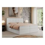 Łóżko kontynentalne CENTOS 160x200 - H4 - biały, ekoskóra