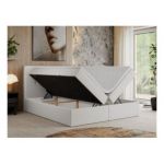 Łóżko kontynentalne CENTOS 160x200 - H4 - biały, ekoskóra